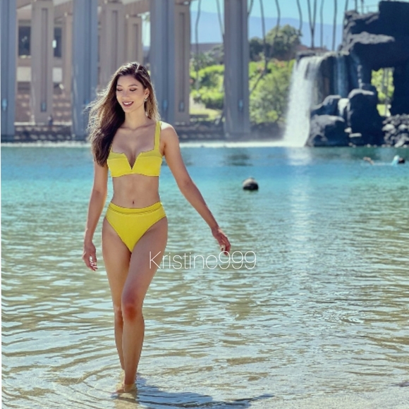 L*Space Lee Lee Top Frenchi Bottom Bikini Set in Apple Green Yellow Lime - Picture 7 of 12